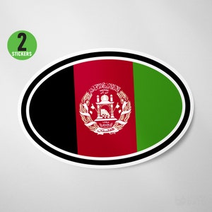 2 Pack - Afghanistan Flag Oval Sticker Vinyl Decal