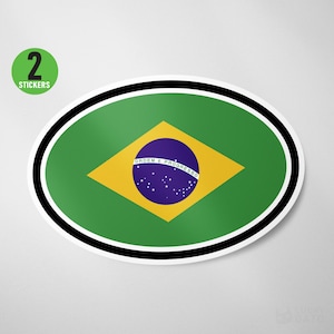 2 Pack - Brazil Flag Oval Sticker Vinyl Decal
