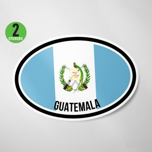 2 Pack - Guatemala Flag Oval Sticker Vinyl Decal