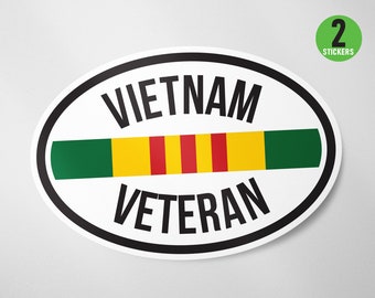 Vietnam Veteran Oval Sticker Decal - 4x3 Inch Yellow Vinyl Military Appreciation Decal