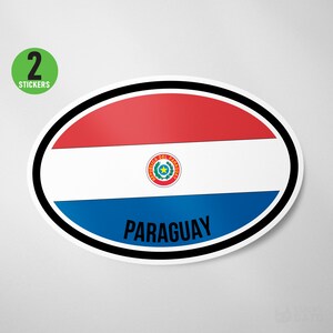 2 Pack - Paraguay Flag Oval Sticker Vinyl Decal