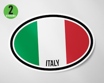 WickedGoodz Italian Flag Skull Vinyl Decal – Oval Bumper Sticker For Car, Laptop, Tumbler