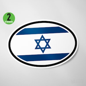2 Pack - Israel Flag Oval Sticker Vinyl Decal