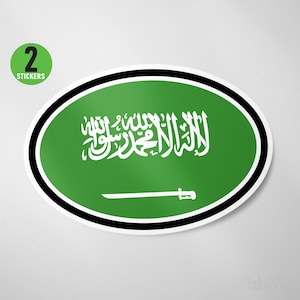 2 Pack - Saudi Arabia Flag Oval Sticker Vinyl Decal