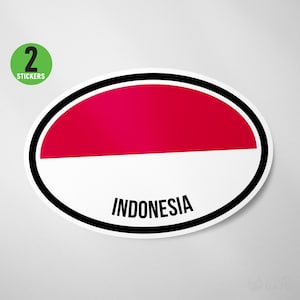 2 Pack - Indonesia Flag Oval Sticker Vinyl Decal