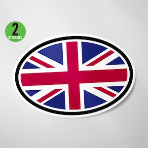 2 Pack - United Kingdom Flag Oval Sticker Vinyl Decal