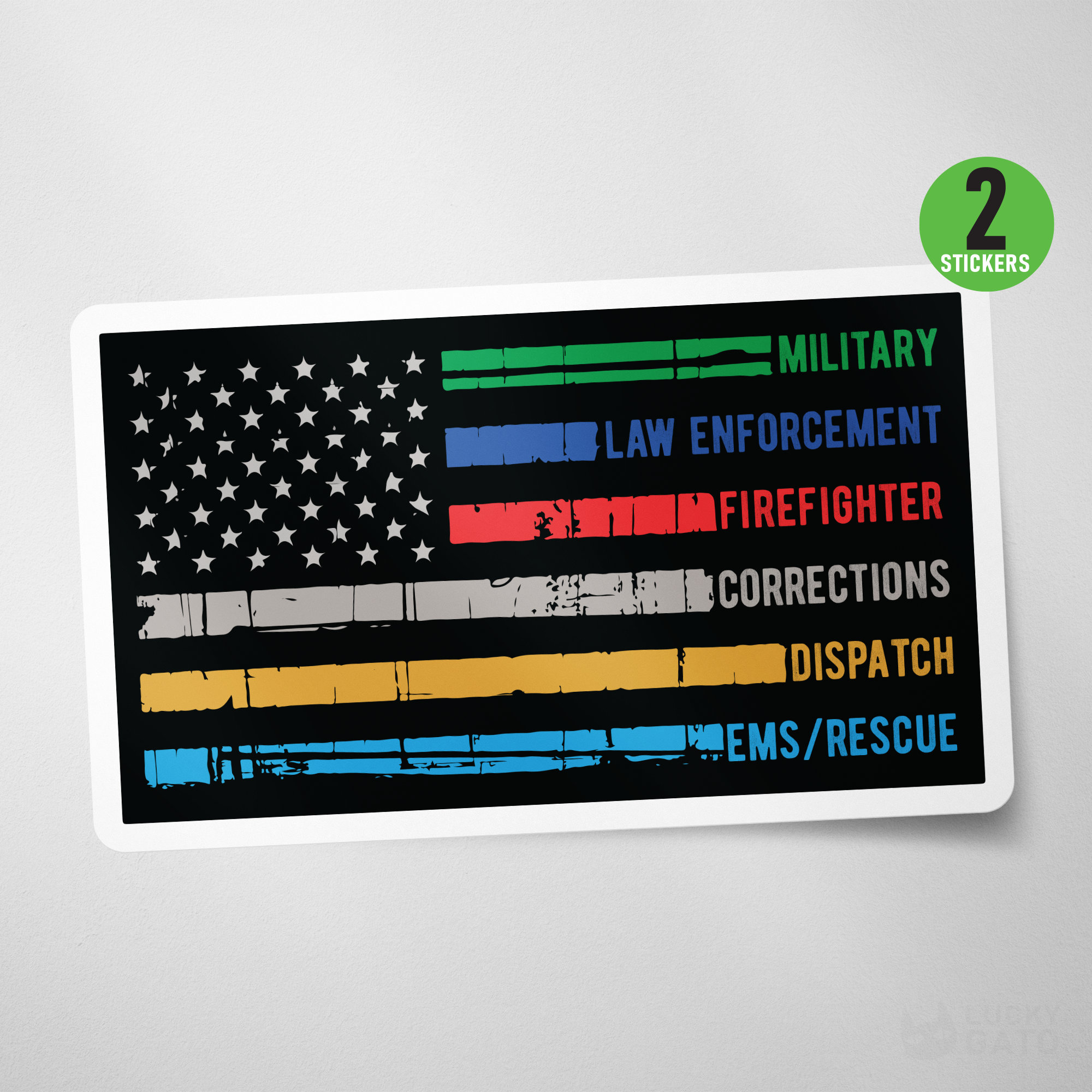 American Flag Decal Sticker For Police, Military, Firefighter - Vinyl Car/Truck Window