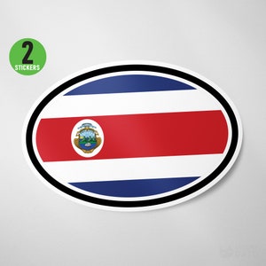 2 Pack - Costa Rica Flag Oval Sticker Vinyl Decal