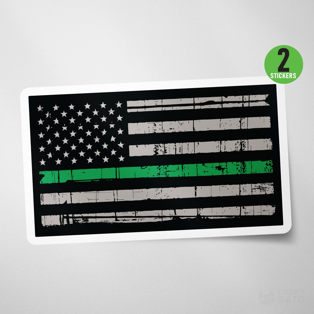 2 Pack - Thin Green Line American Flag Tattered Decal Vinyl Sticker - Etsy