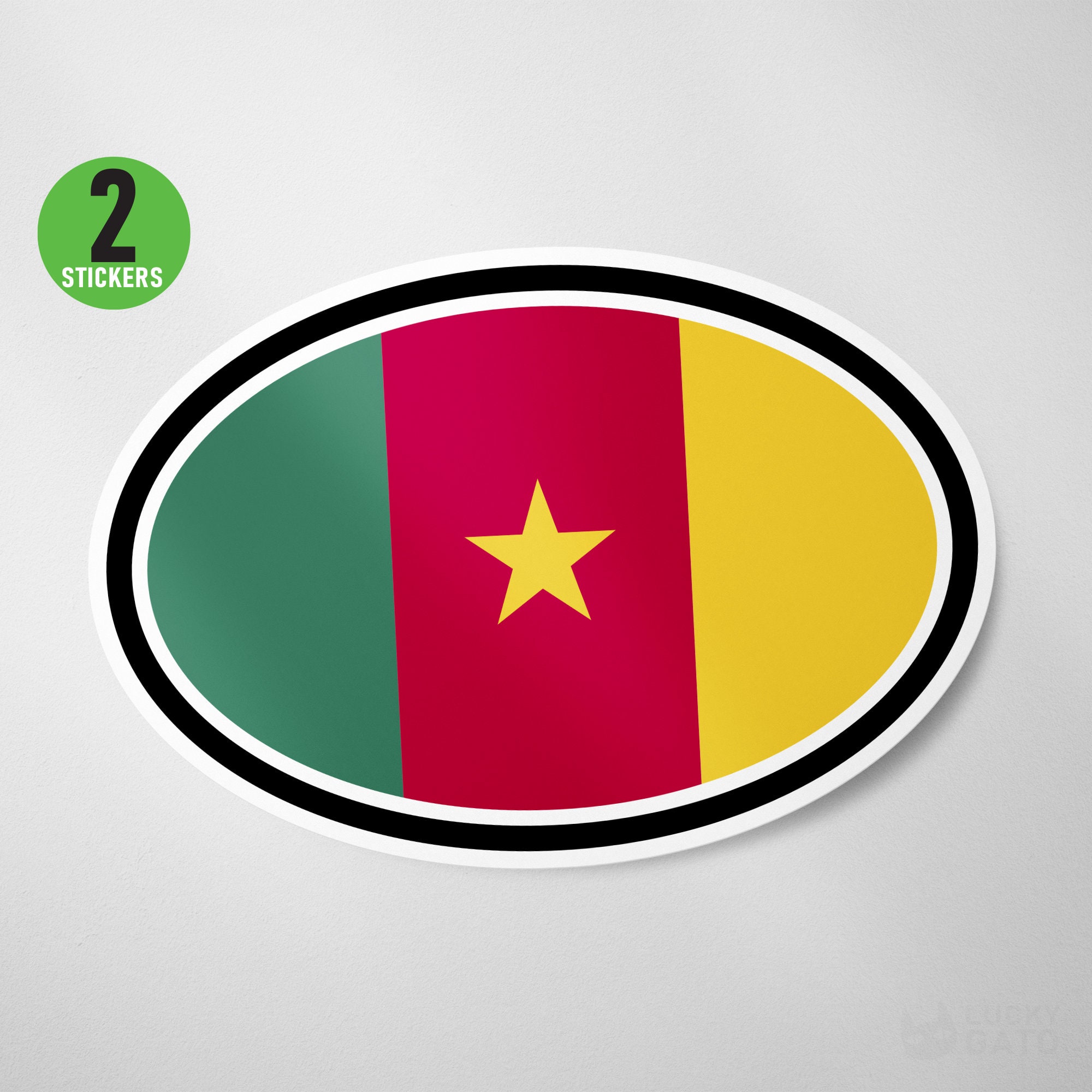 2 Pack - Cameroon Flag Oval Sticker Vinyl Decal - Etsy