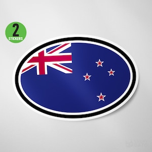 2 Pack - New Zealand Flag Oval Sticker Vinyl Decal