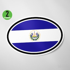 2 Pack - El Salvador Flag Oval Sticker Vinyl Decal