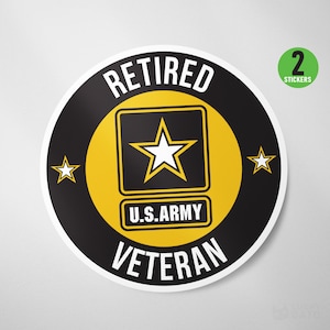 2 Pack -Army Retired Veteran Decal Vinyl Sticker