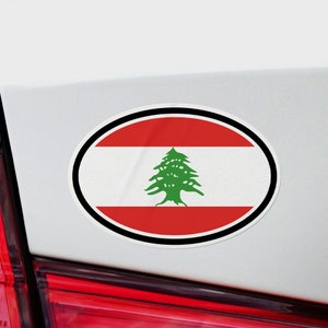 2 Pack - Lebanon Flag Oval Sticker Vinyl Decal