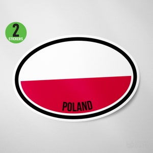 2 Pack - Poland Flag Oval Sticker Vinyl Decal
