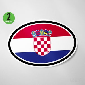 2 Pack - Croatia Flag Oval Sticker Vinyl Decal