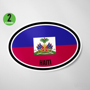 2 Pack - Haiti Flag Oval Sticker Vinyl Decal
