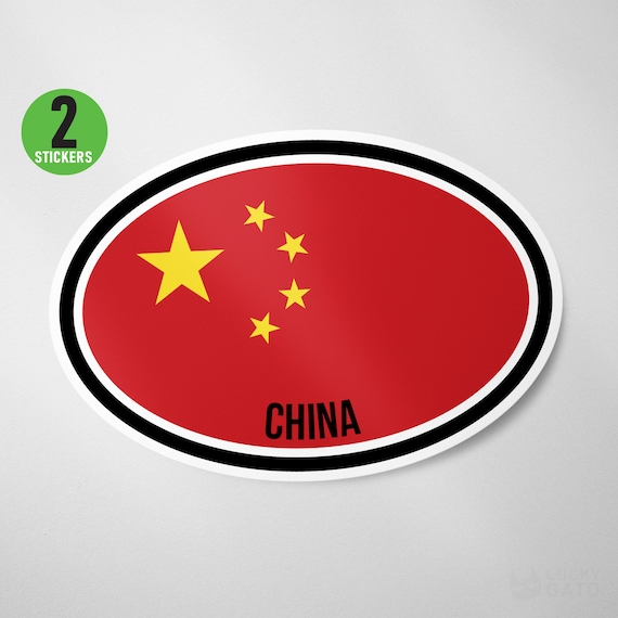2 Pack China Flag Oval Sticker Vinyl Decal Etsy