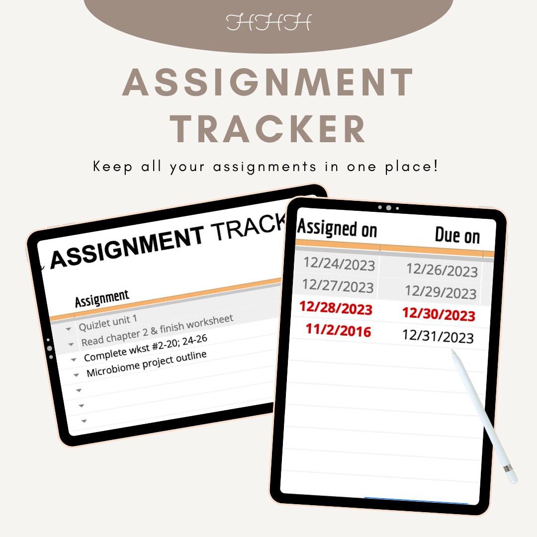 Digital Assignment Tracker - Etsy
