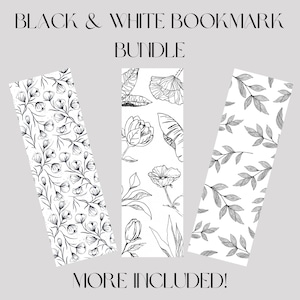 Black & White Floral Bookmarks