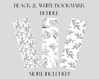 Black & White Floral Bookmarks