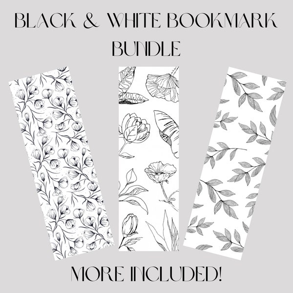 Black & White Floral Bookmarks