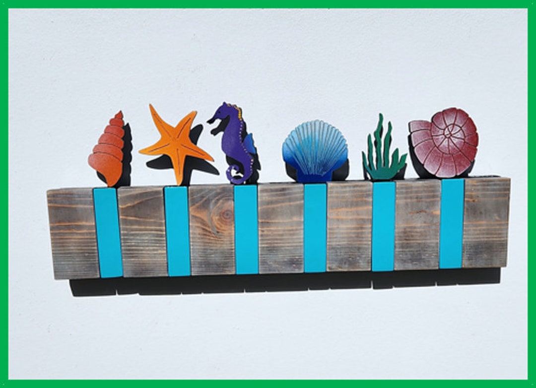 Rustic Beach Style Modern Coat Rack, Coastal Coat Rack, 6 Hook Coastal ...