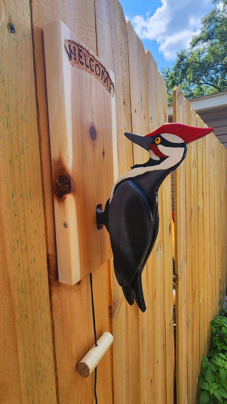 Woodpecker Door Knocker Handmade Wood Door Knocker Pileated Etsy