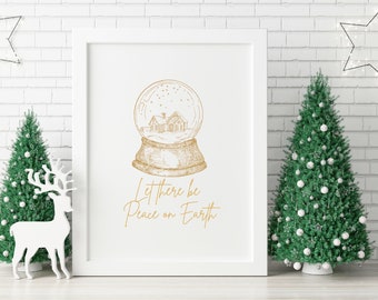 Let there be Peace on Earth, Christmas Print, Holiday Wall Art, Christmas Printable, Holiday Decor, Christmas Sign, Christmas Art, Download