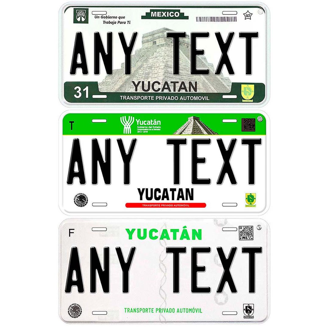 Plaque D'immatriculation Personnalisable Yucatan - 6x12 Pouces - Aluminium - Neuf