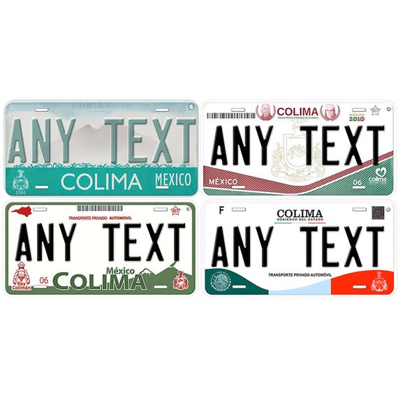 Colima Plates Colima Personalized Car Auto Mexico License Plates Any Text Canada