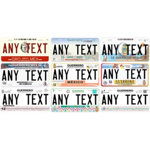 Guerrero Personalized Car Auto Mexico License Plates Any Text