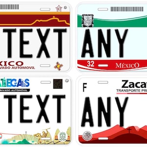 Zacatecas Personalized Car Auto Mexico License Plates Any Text