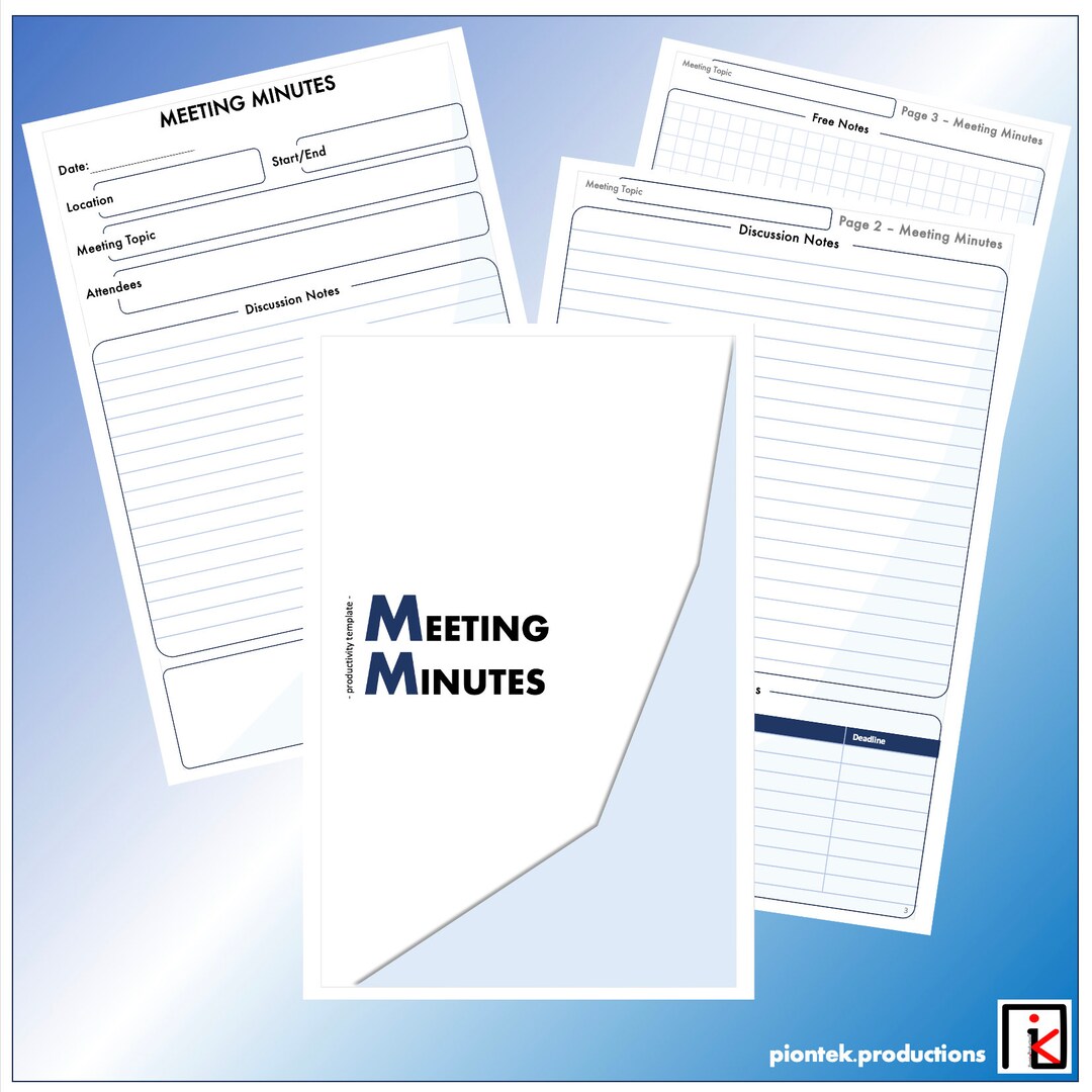 Meeting Minutes Template for a Digital Note Taking App Etsy