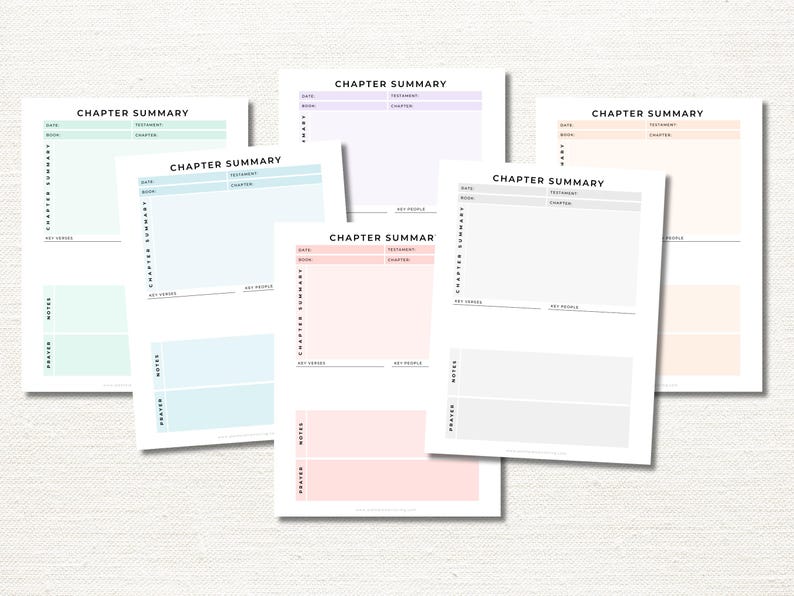 Bible Chapter Summary Printable Template, Bible Study Notes, Christian ...