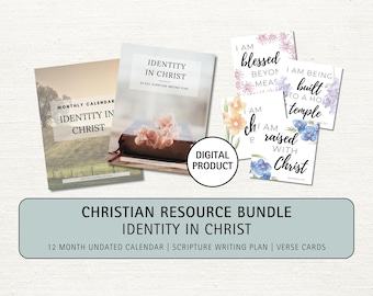 Lot d'étude biblique sur l'identité en Christ, fiches de versets (téléchargement numérique