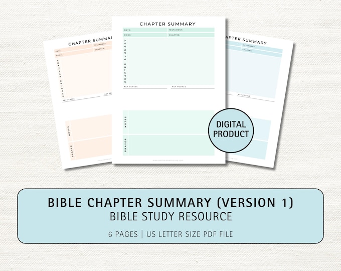 Bible Chapter Summary Template Printable Bible Study, Colorful Bible ...