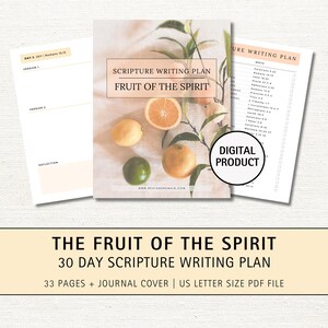 Fruit of the Spirit Scripture Writing Printable, Bible Study, Daily Devotion, Bible Verse Wall Art, Memory Verse Cards, Christian Printable