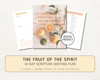 Fruit of the Spirit Scripture Writing Printable, Bible Study, Daily Devotion, Bible Verse Wall Art, Memory Verse Cards, Christian Printable