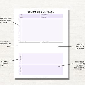 Bible Chapter Summary Printable Template, Bible Study Notes, Christian ...
