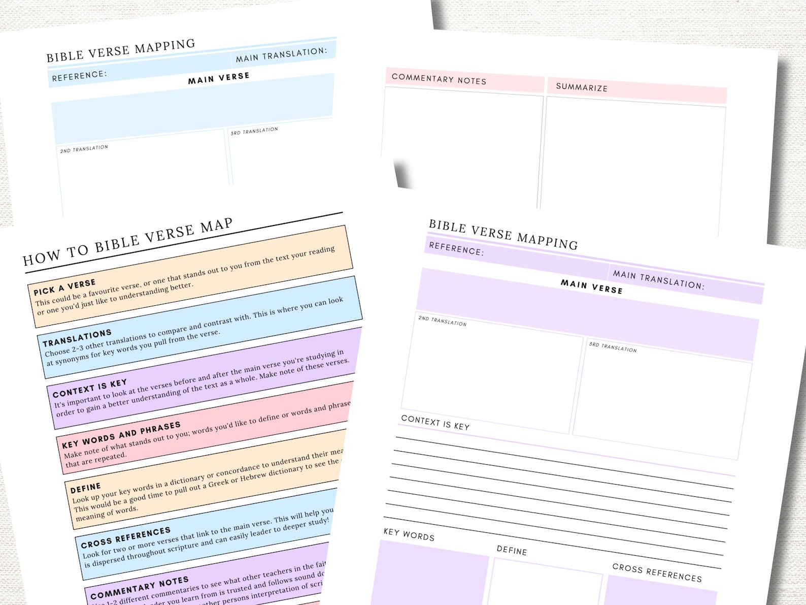 Bible Verse Mapping Guide: Inductive Scripture Study Template (digital ...