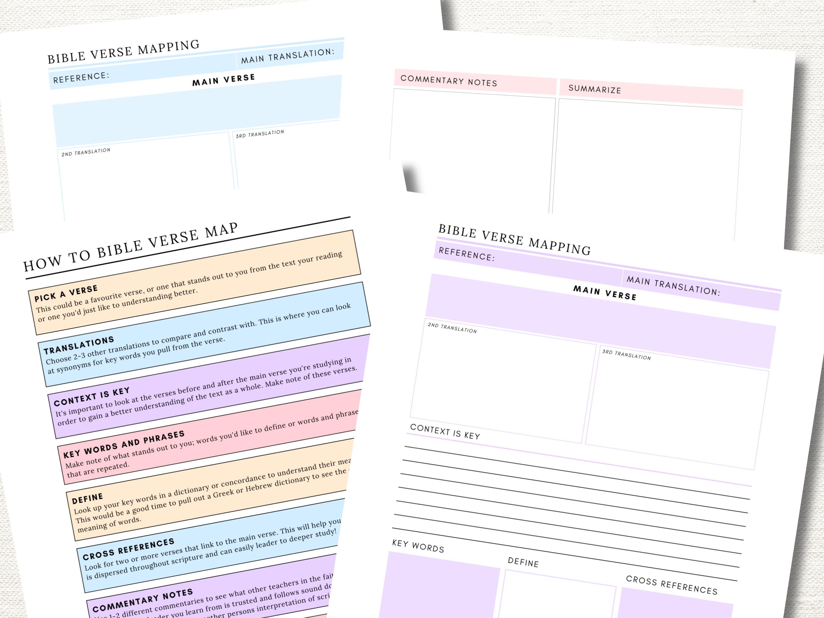 Bible Verse Mapping Guide: Inductive Scripture Study Template (digital ...