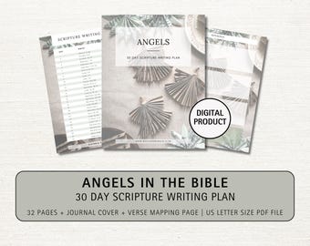 Angels Scripture Writing Plan: 30-Day Bible Verse Journal (Digital Download)