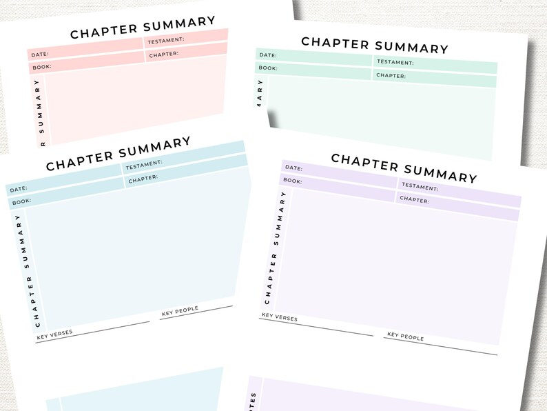 Bible Chapter Summary Printable Template, Bible Study Notes, Christian ...