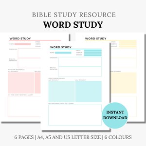 Bible Word Study Printable, Bible Study Binder Worksheet, Scripture ...