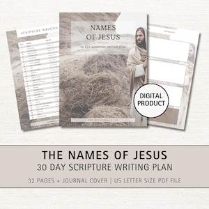 Names of Jesus Scripture Writing Plan Printable, Bible Memory Verse Journal, Bible Study, Daily Devotion, Christian Printable, Faith Planner