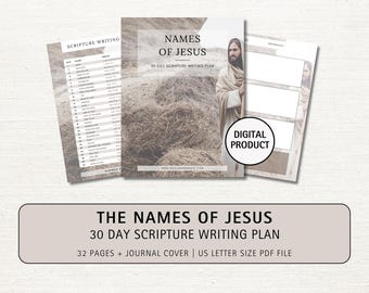 Names of Jesus Scripture Writing Plan Printable, Bible Memory Verse Journal, Bible Study, Daily Devotion, Christian Printable, Faith Planner