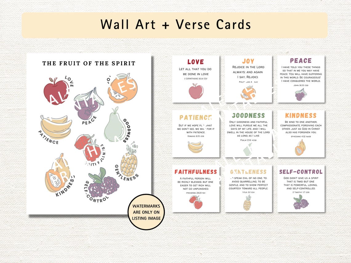 Fruit of the Spirit Scripture Writing Plan: Bible Study Cards (digital ...
