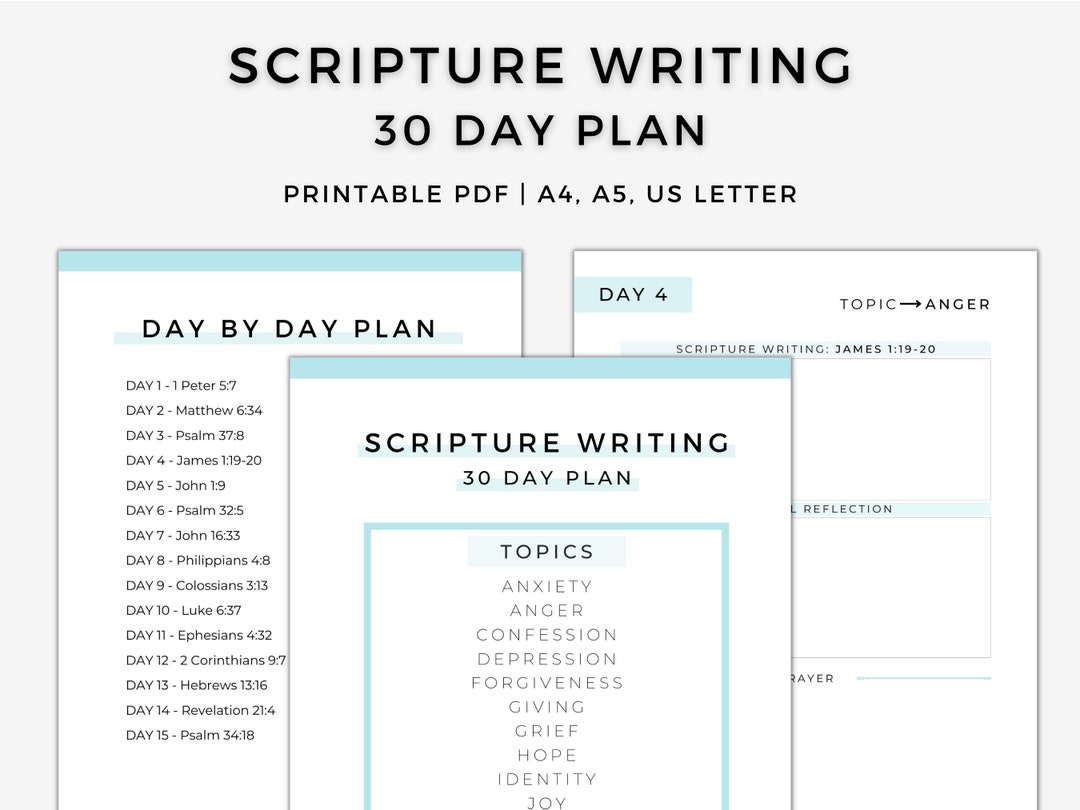 Scripture Writing 30 Day Plan Printable, Christian Health Topics ...