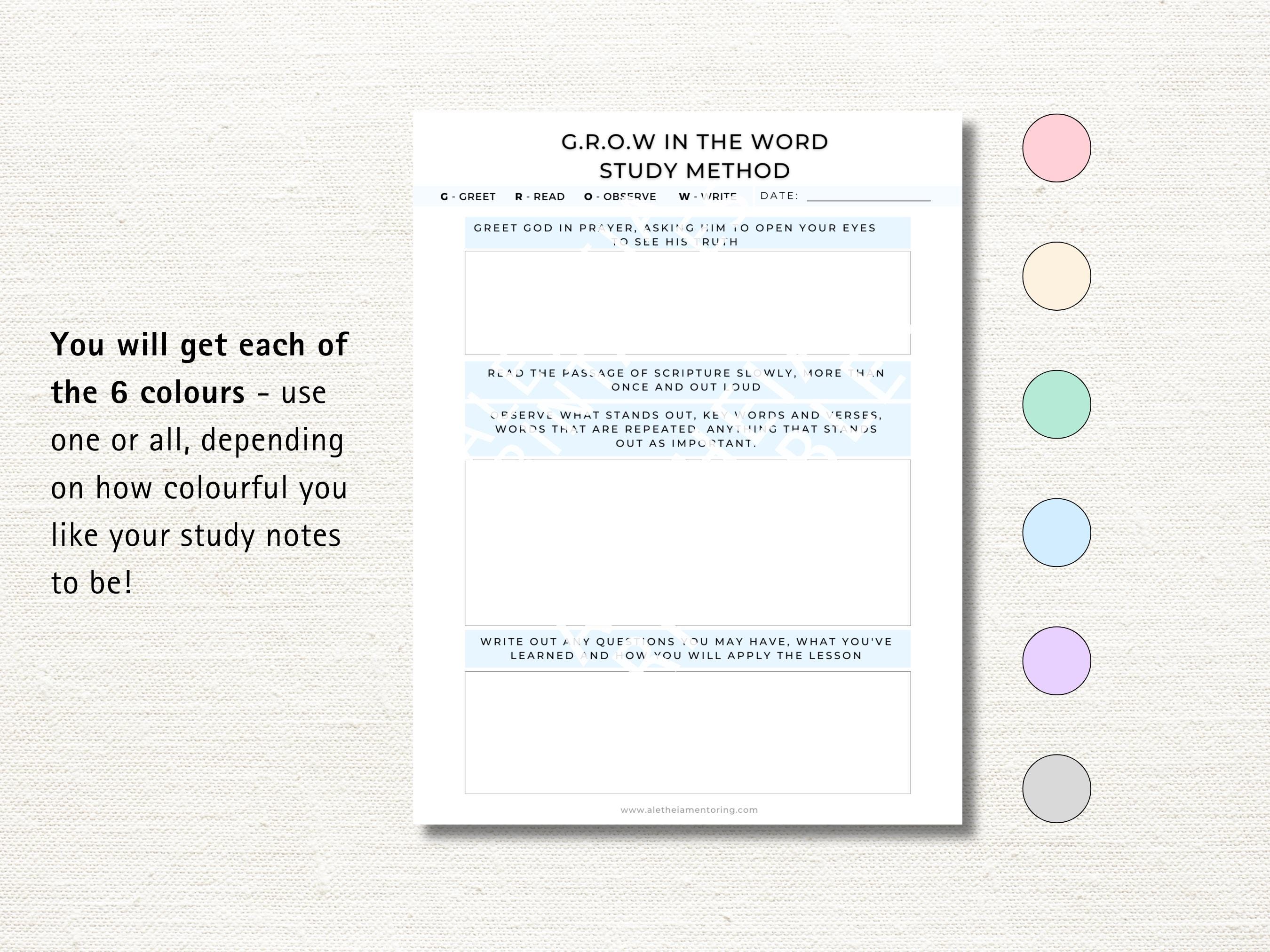 GROW Bible Study Printable: Daily Devotion Notes (digital Download) - Etsy